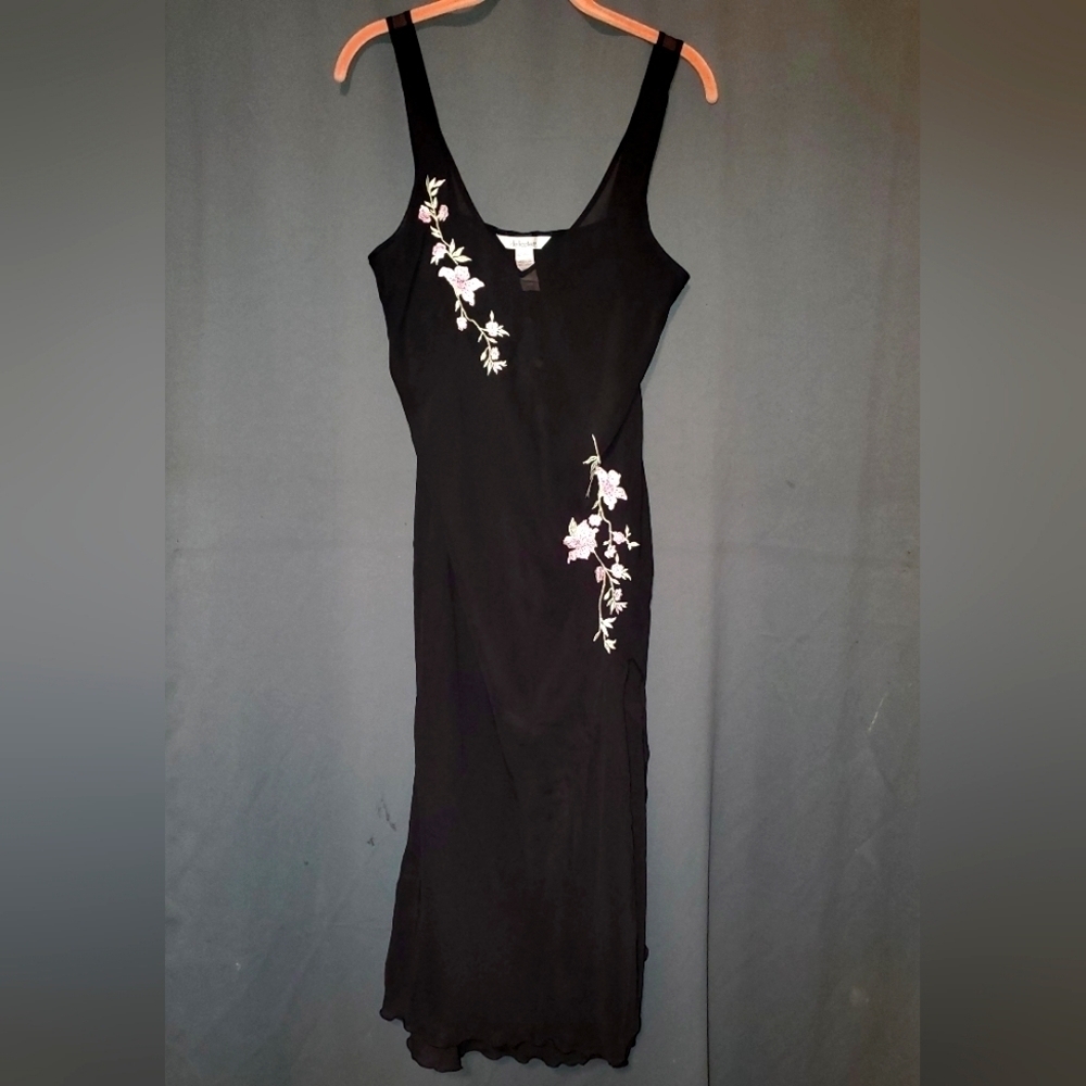 Delicates Black Pink Floral Dress Size Medium